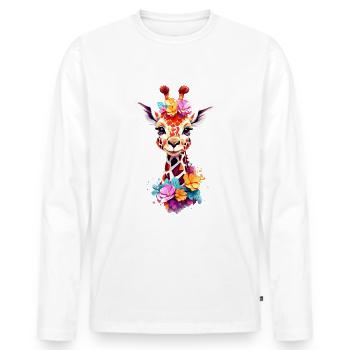 Giraffe V1 24 05 - Männer Premium Bio Langarmshirt - Weiß - Vorne - Nico (187cm)