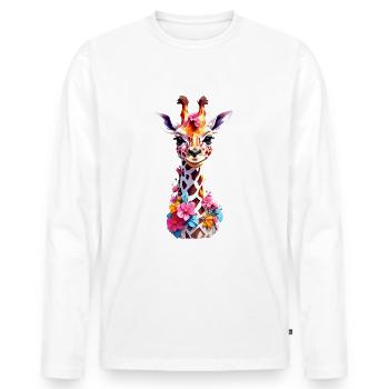 Giraffe V1 24 14 - Männer Premium Bio Langarmshirt - Weiß - Vorne - Nico (187cm)