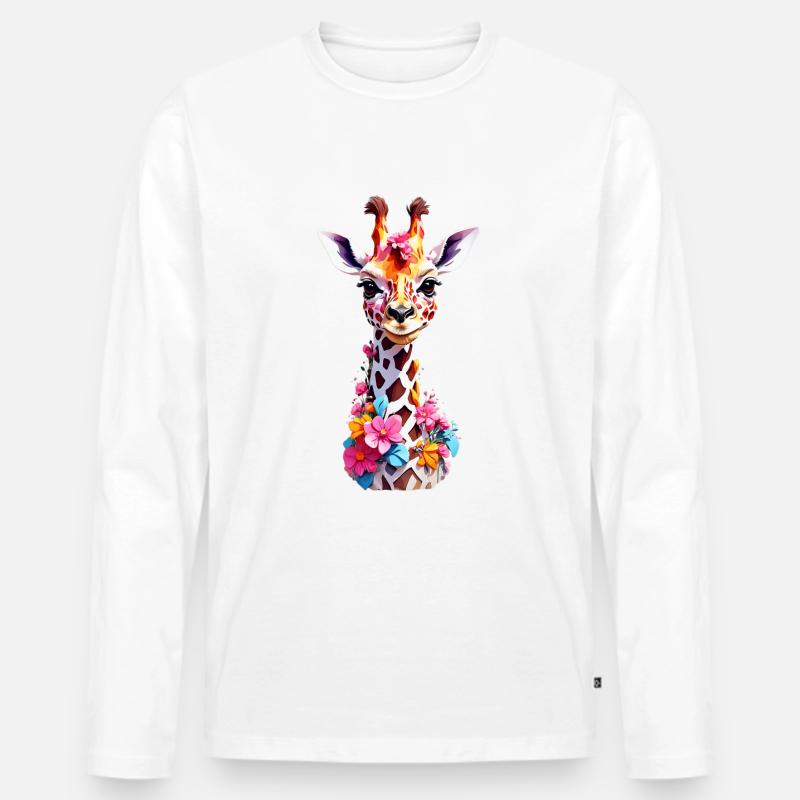 Giraffe V1 24 14 - Männer Premium Bio Langarmshirt - Weiß