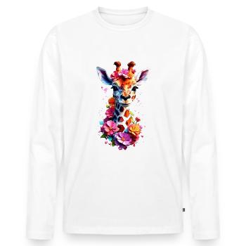 Giraffe V1 24 10 - Männer Premium Bio Langarmshirt - Weiß - Vorne - Nico (187cm)