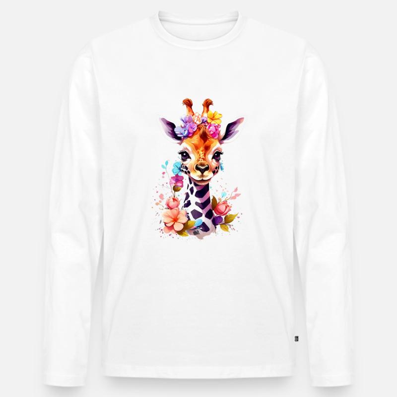 Giraffe V1 24 12 - Männer Premium Bio Langarmshirt - Weiß