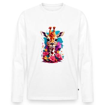 Giraffe V1 24 07 - Männer Premium Bio Langarmshirt - Weiß - Vorne - Nico (187cm)