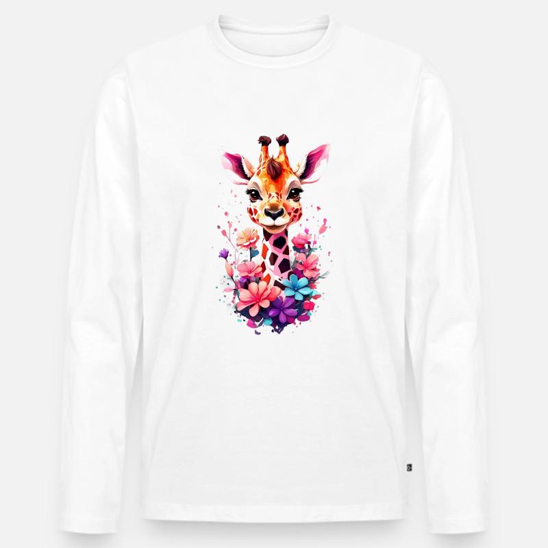 Giraffe V1 24 15 - Männer Premium Bio Langarmshirt - Weiß