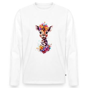 Girafe V1 24 36 - T-shirt manches longues Premium bio Homme - blanc - Devant - Nico (187cm)