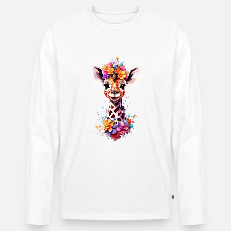 Giraffe V1 24 36 - Männer Premium Bio Langarmshirt - Weiß