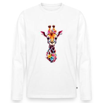 Giraffe V1 24 28 - Männer Premium Bio Langarmshirt - Weiß - Vorne - Nico (187cm)