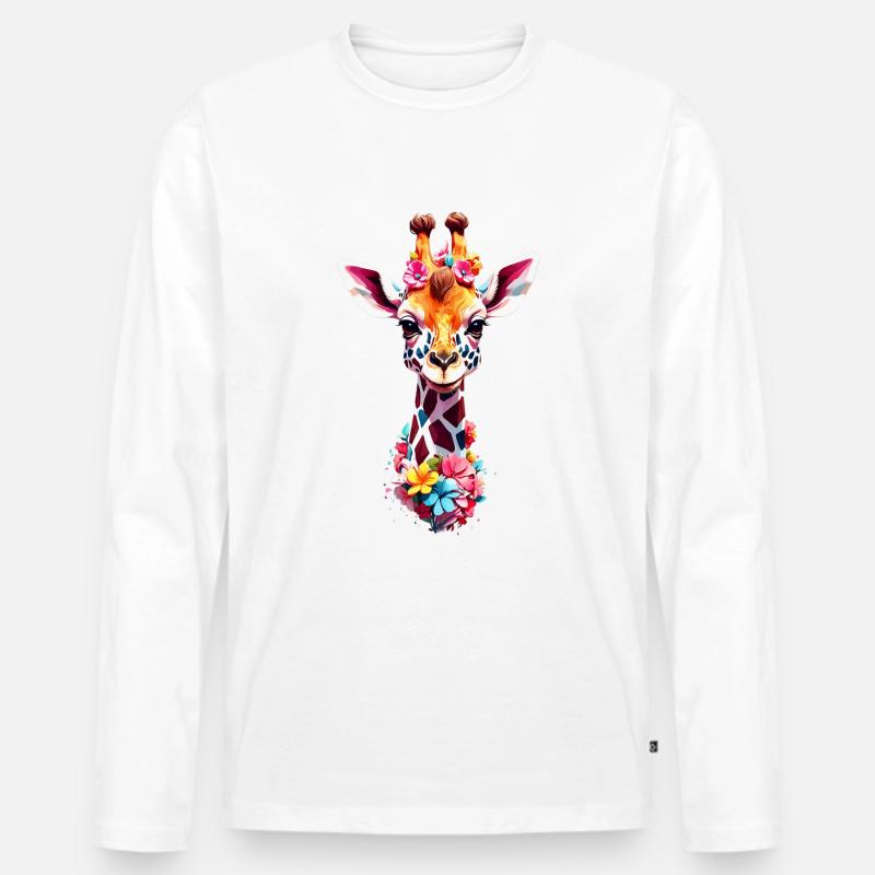 Giraffe V1 24 28 - Männer Premium Bio Langarmshirt - Weiß