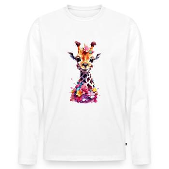 Giraffe V1 24 23 - Männer Premium Bio Langarmshirt - Weiß - Vorne - Nico (187cm)