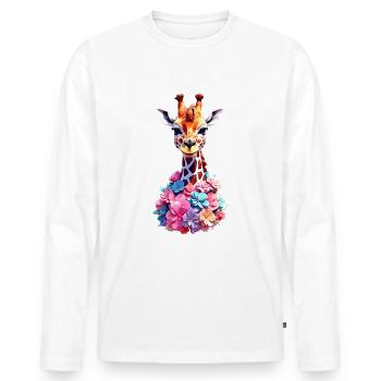 Giraffe V1 24 26 - Männer Premium Bio Langarmshirt - Weiß - Vorne - Nico (187cm)