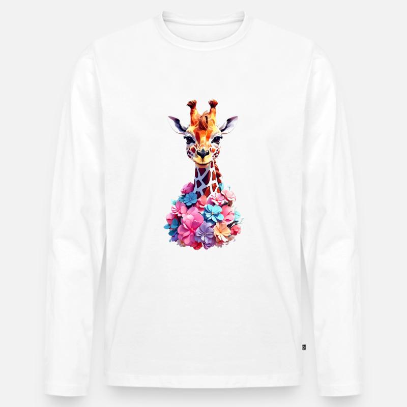 Giraffe V1 24 26 - Männer Premium Bio Langarmshirt - Weiß