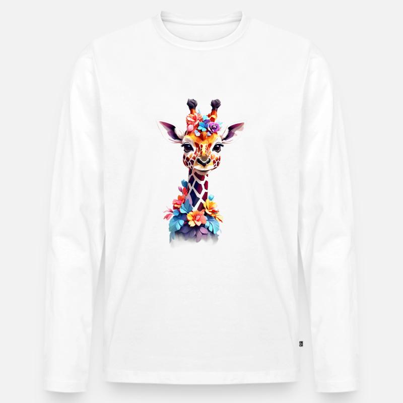 Giraffe V1 24 31 - Männer Premium Bio Langarmshirt - Weiß