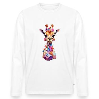 Giraffe V1 24 22 - Männer Premium Bio Langarmshirt - Weiß - Vorne - Nico (187cm)