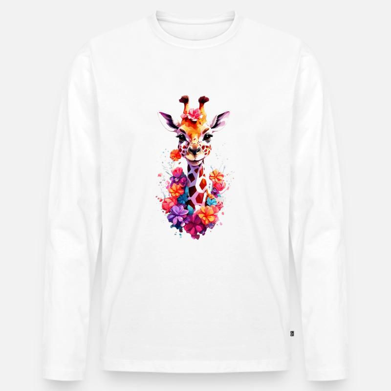 Giraffe V1 24 30 - Männer Premium Bio Langarmshirt - Weiß