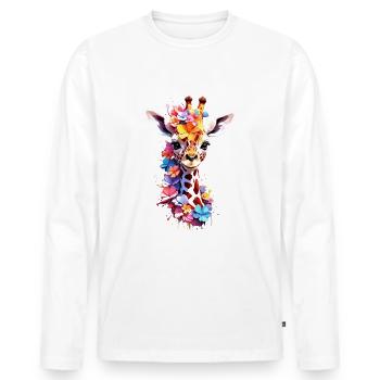 Giraffe V1 24 34 - Männer Premium Bio Langarmshirt - Weiß - Vorne - Nico (187cm)