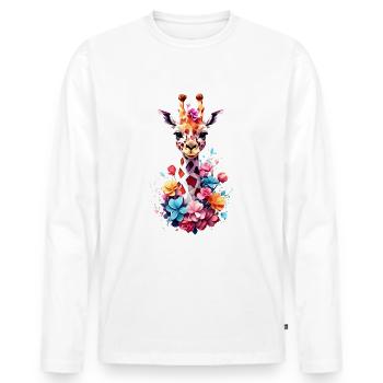 Giraffe V1 24 33 - Männer Premium Bio Langarmshirt - Weiß - Vorne - Nico (187cm)