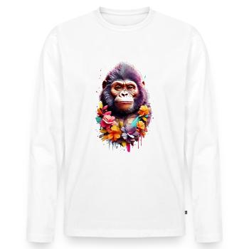 Gorilla V1 24 04 - Men's Premium Organic Long Sleeve Shirt - white - Front - Nico (187cm)