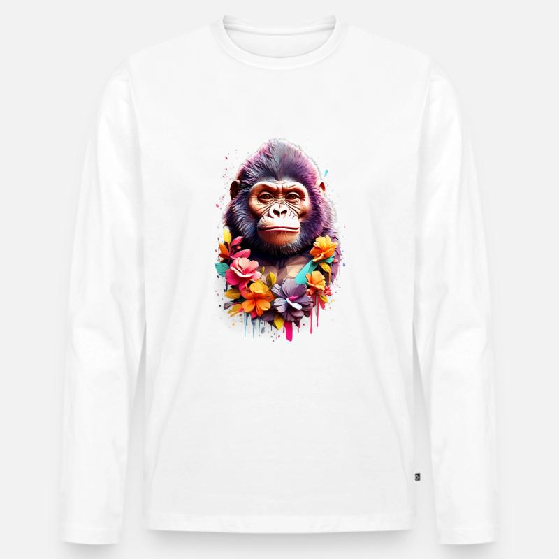 Gorilla V1 24 04 - Männer Premium Bio Langarmshirt - Weiß