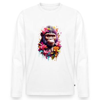 Gorilla V1 24 14 - Men's Premium Organic Long Sleeve Shirt - white - Front - Nico (187cm)