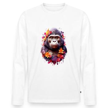 Gorilla V1 24 08 - Men's Premium Organic Long Sleeve Shirt - white - Front - Nico (187cm)