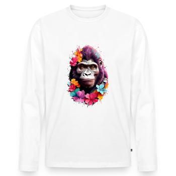 Gorilla V1 24 09 - Men's Premium Organic Long Sleeve Shirt - white - Front - Nico (187cm)