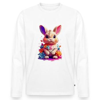 Hase Bunny V1 24 08 - Männer Premium Bio Langarmshirt - Weiß - Vorne - Nico (187cm)