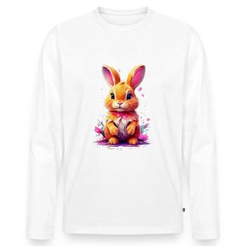 Hase Bunny V1 24 05 - Männer Premium Bio Langarmshirt - Weiß - Vorne - Nico (187cm)