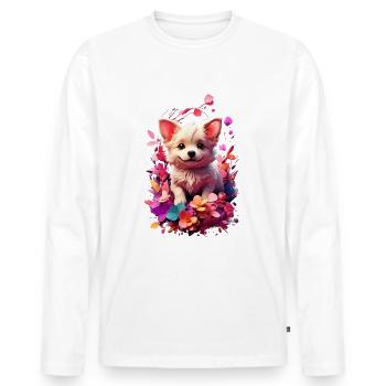 Hund Dog V1 24 04 - Männer Premium Bio Langarmshirt - Weiß - Vorne - Nico (187cm)