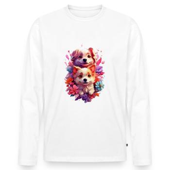 Chien Chien V1 24 03 - T-shirt manches longues Premium bio Homme - blanc - Devant - Nico (187cm)