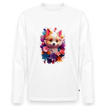 Chien Chien V1 24 22 - T-shirt manches longues Premium bio Homme - blanc - Devant - Nico (187cm)