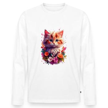 Chat Chat V1 24 05 - T-shirt manches longues Premium bio Homme - blanc - Devant - Nico (187cm)