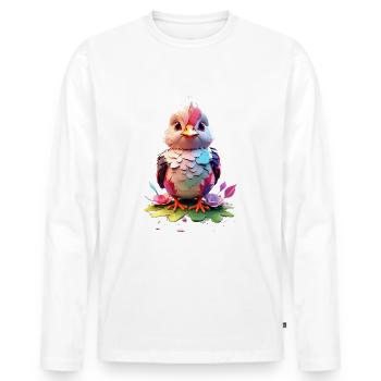Vogel Bird V1 24 11 - Men's Premium Organic Long Sleeve Shirt - white - Front - Nico (187cm)