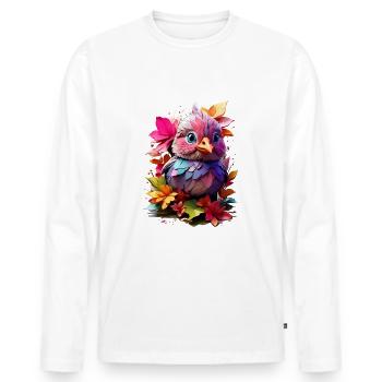 Vogel Bird V1 24 07 - Men's Premium Organic Long Sleeve Shirt - white - Front - Nico (187cm)