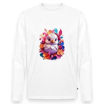Vogel Bird V1 24 17 - Men's Premium Organic Long Sleeve Shirt - white - Front - Nico (187cm)