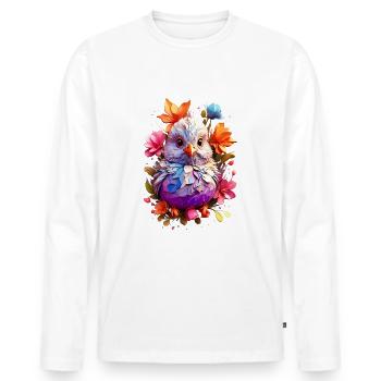 Vogel Bird V1 24 06 - Men's Premium Organic Long Sleeve Shirt - white - Front - Nico (187cm)