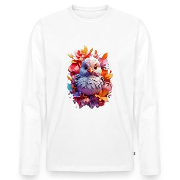 Vogel Bird V1 24 21 - Men's Premium Organic Long Sleeve Shirt - white - Front - Nico (187cm)