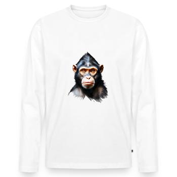 Affe Monkey V24 01 - Männer Premium Bio Langarmshirt - Weiß - Vorne - Nico (187cm)