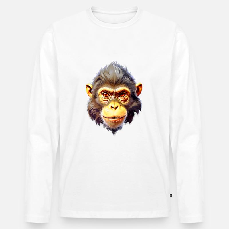 Affe V24 05 - Männer Premium Bio Langarmshirt - Weiß