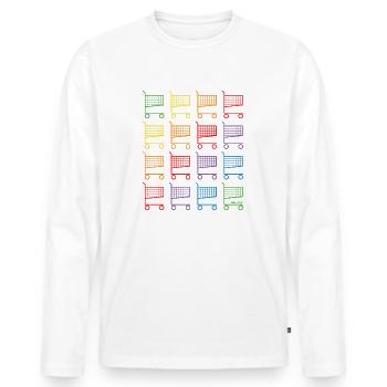 Einkaufswagen bunt - Männer Premium Bio Langarmshirt - Weiß - Vorne - Nico (187cm)