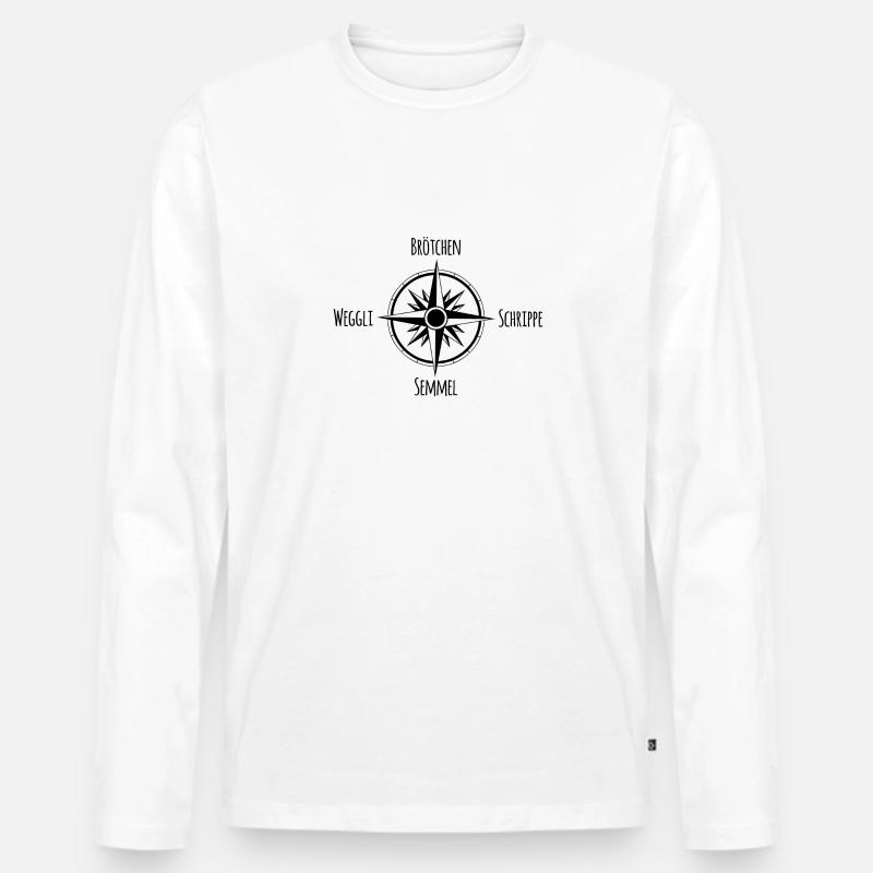 Kompass | Brötchen | Semmel | Schrippe - Männer Premium Bio Langarmshirt - Weiß