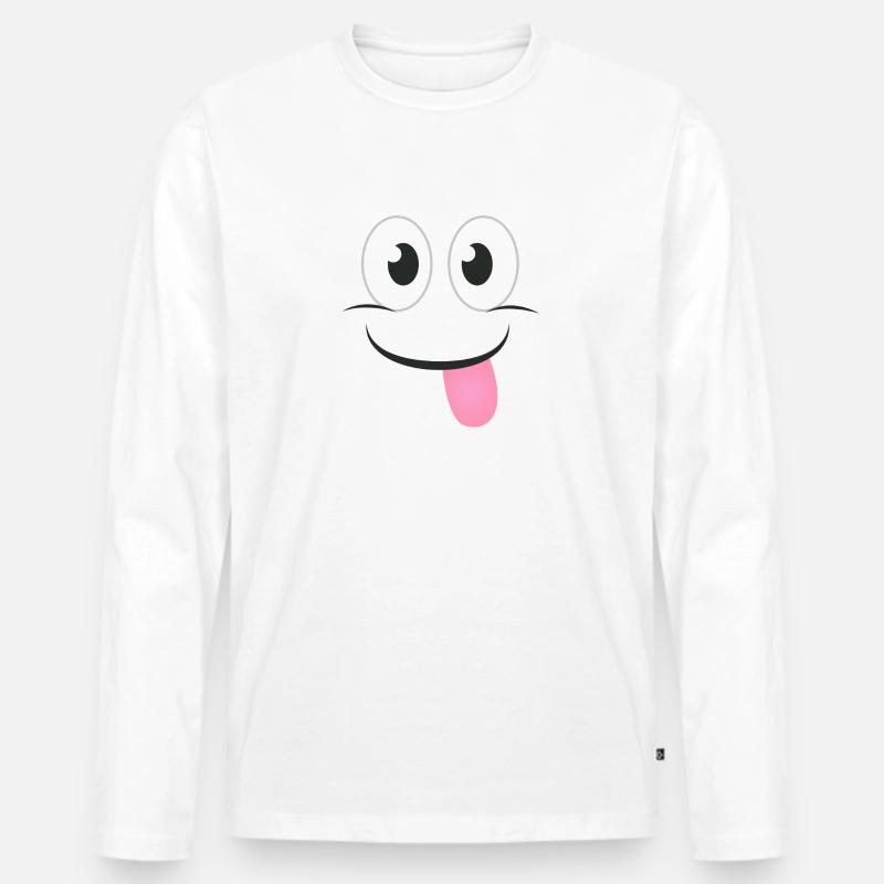 Gesicht Spaß - Männer Premium Bio Langarmshirt - Weiß