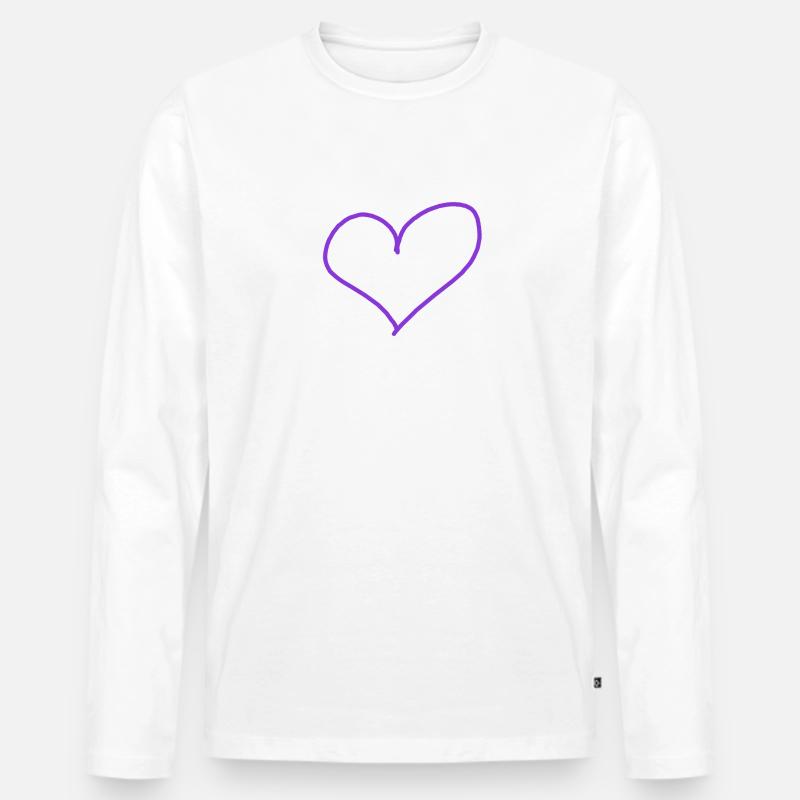 Lila Herz Geschenkidee Geschenk Idee - Männer Premium Bio Langarmshirt - Weiß