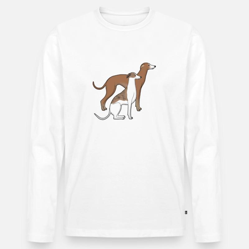 Zwei Whippets - Männer Premium Bio Langarmshirt - Weiß