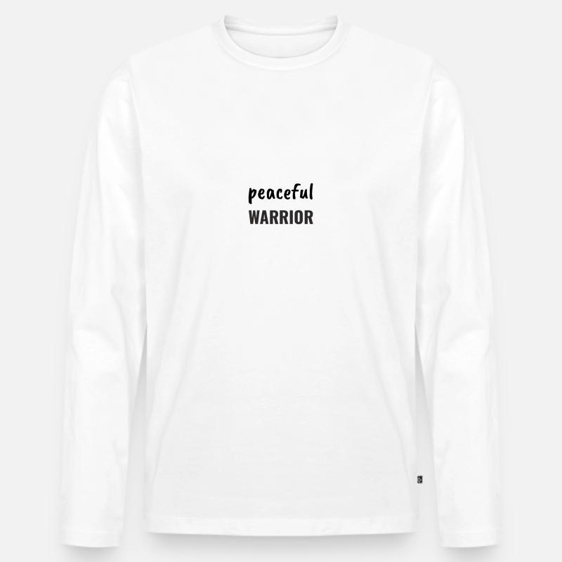 Peaceful Warrior - Männer Premium Bio Langarmshirt - Weiß