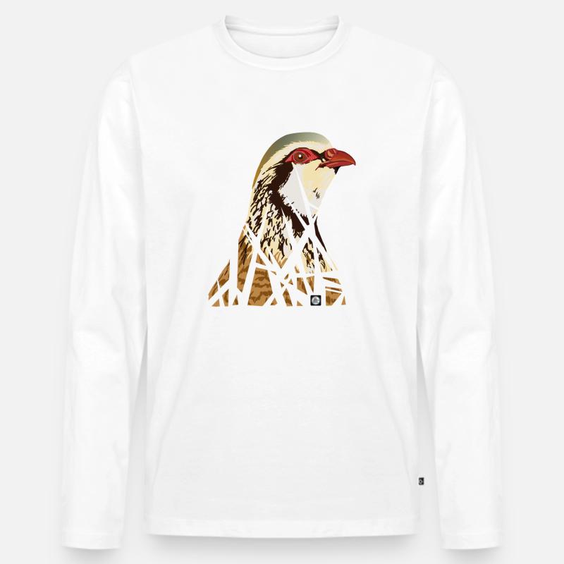 Perdrille - Männer Premium Bio Langarmshirt - Weiß