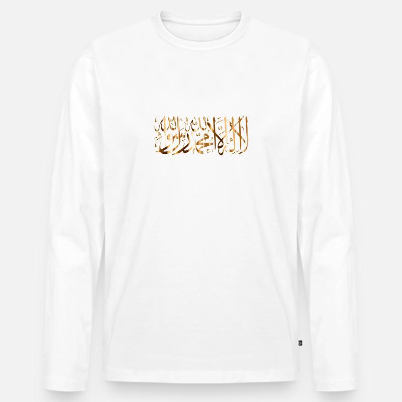 Goldenes Chahada Gebets Tshirt muslim Geschenk - Männer Premium Bio Langarmshirt - Weiß