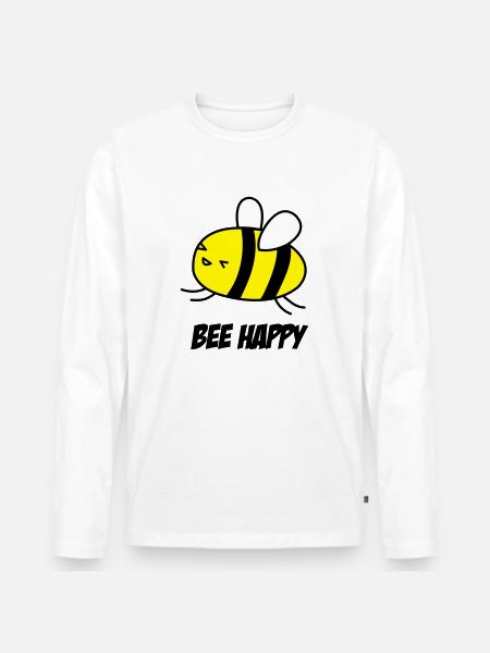 bee happy - T-shirt manches longues Premium bio Homme - blanc