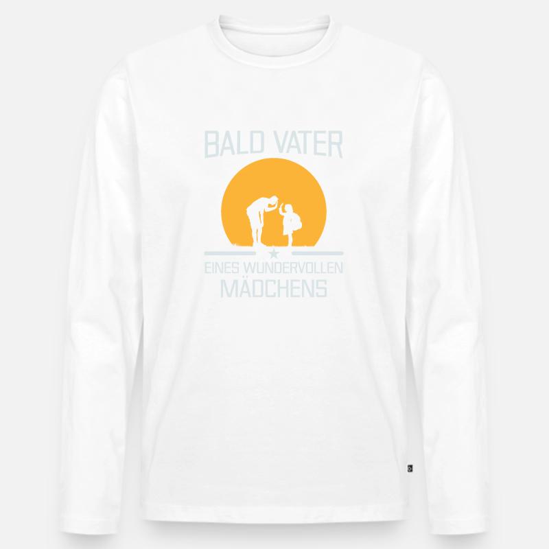 Bald Vater - Männer Premium Bio Langarmshirt - Weiß