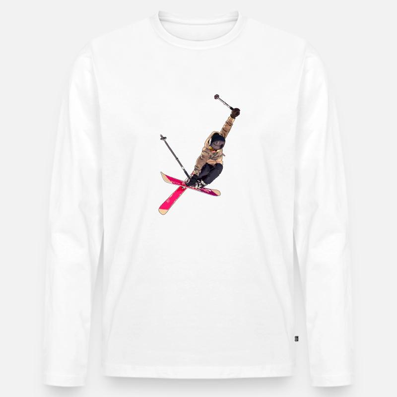 Skifahren - Männer Premium Bio Langarmshirt - Weiß