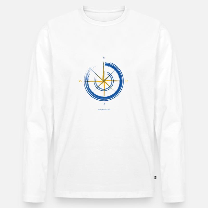 Kompass mitHimmelsrichtungen. - Männer Premium Bio Langarmshirt - Weiß