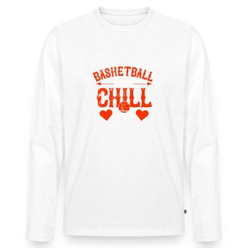 Basket &chill - T-shirt manches longues Premium bio Homme - blanc - Devant - Nico (187cm)